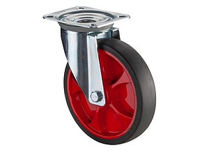 Transporthjul TPE rød svingbar
