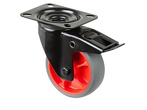 Transporthjul TPE rød bremse