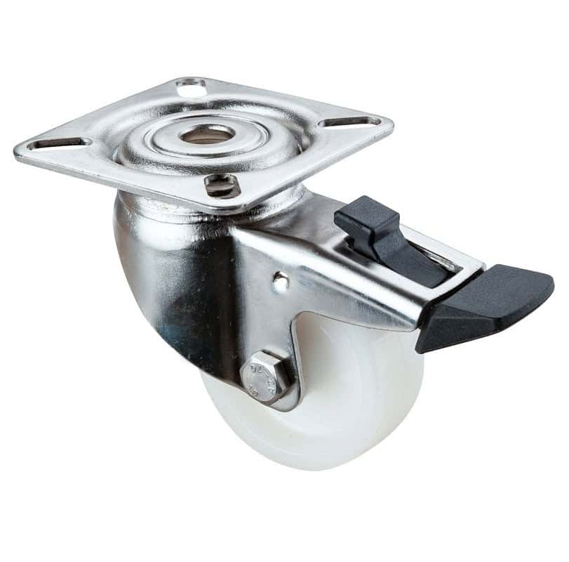 G120.A90.052 Rustfri bremsegaffel med plast hjul