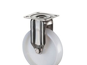 Rustfri fasthjul med plast hjul