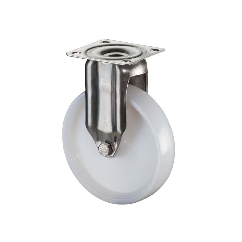 G110.A90.127 Rustfri fasthjul med plast hjul