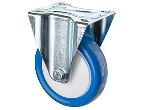 125x35 mm blå PU i fast hjulgaffel